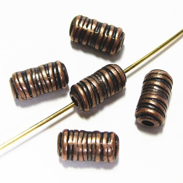 1870-《メタルチャーム・パーツ》　ビーズ　チューブ　銅古美　１０ｘ５mm　１０個/１セット