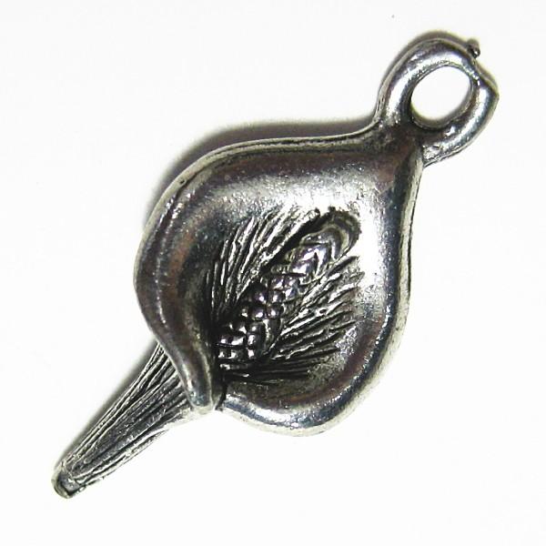 1884-【ＮＹピューター】　水芭蕉　チャーム　銀色　１８mm　５個/１セット