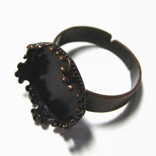 1956-『指輪パーツ』　セッティングリング　銅古美　１５mm（トレイ部分）　３個/１セット