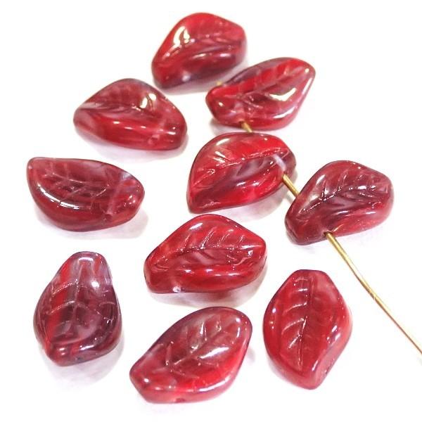 2014-CZLF　チェコ葉っぱビーズ　ハリケーンオックスブラッドライトサファイア　14ｘ9mm　1...