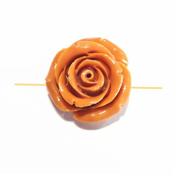 2015-【人造コーラル】　薔薇　ブラウン　横ホール　２４mm　１個