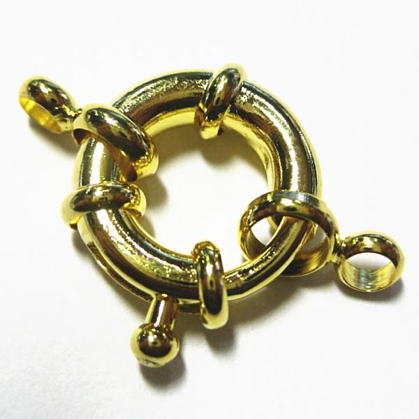 20424-【基本パーツ】　スプリングクラスプ　金色　１５mm　２個/１セット