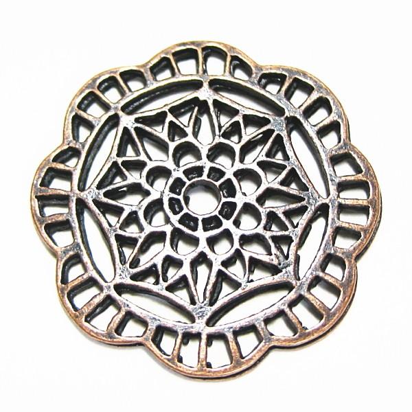 20446-《メタルチャーム・パーツ》　フラワー　銅古美　２６mm　１０個/１セット