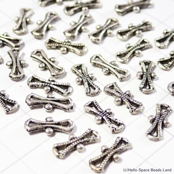 20916-《メタルチャーム・パーツ》　コネクター　銀古美　１２ｘ５mm　３０個/１セット