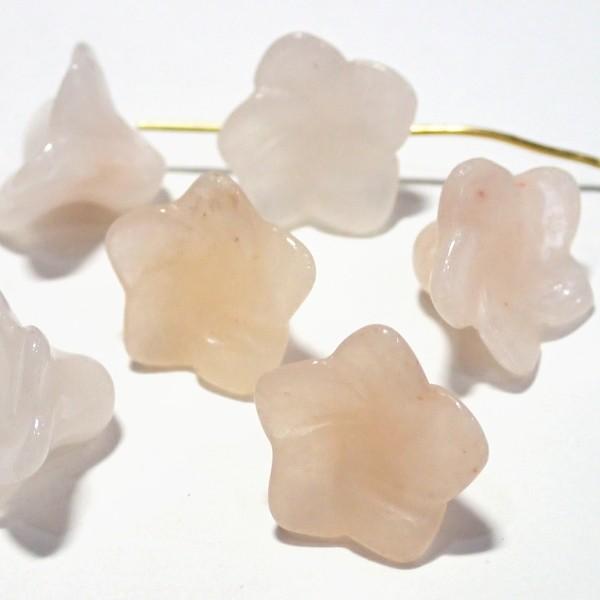 21099-《天然石　立体花》　ピーチクォーツ（薄）　１６mm　６個/１パック