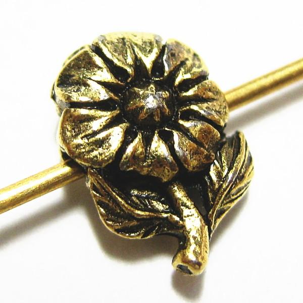21101-【ＮＹピューター】　フラワービーズ　金色　９ｘ６mm　５個/１セット