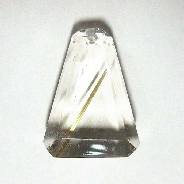 21201-《天然石ペンダント》　ゴールド・ルチルクォーツ　約１８ｘ１３mm（２．５ｇ）　１個