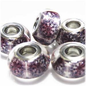 21325-『アクリル』レジン　ヨーロピアンビーズ  パープル １４x８mm　１個