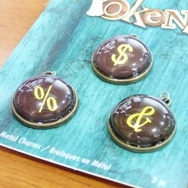 21681-《Blue Moon Beads》　チャーム　％・＄・＆　真鍮古美　２０mm　３個/１セ...