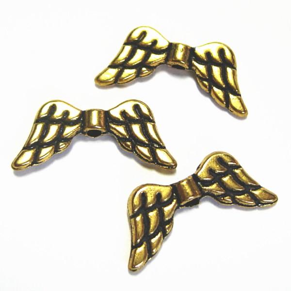 21695-《メタルチャーム・パーツ》　天使の羽根　金古美　２０x９mm（ホール１．５mm）　１０個...