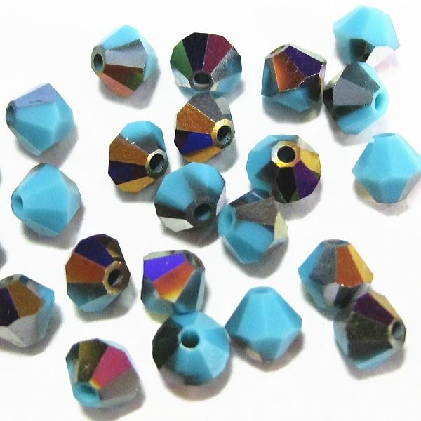 2198-SB4ＴＵ-ＨＥ スワロフスキー ４mmソロバン ターコイズ・ヘリオトロープ　25個/1パ...