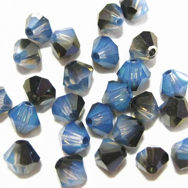 2407-SB4ＷＯ-ＳＢ スワロフスキー ４mmソロバン ホワイトオパール・スカイブルー　25個/...