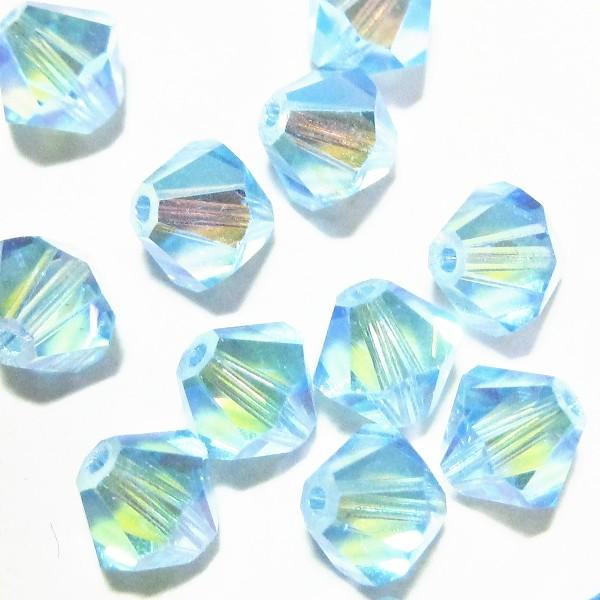 2540-ＳＢ６ＡＱ-ＡＢ２Ｘ　スワロフスキー 6mmソロバン　アクアマリン・オーロラ２Ｘ　２５個/...