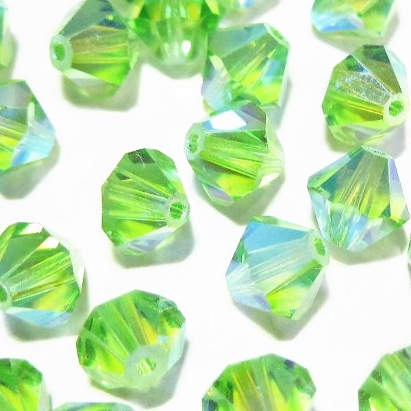 2585-ＳＢ６ＰＥ-ＡＢ２Ｘ　スワロフスキー 6mmソロバン　ペリドット・オーロラ２Ｘ　２５個/１...