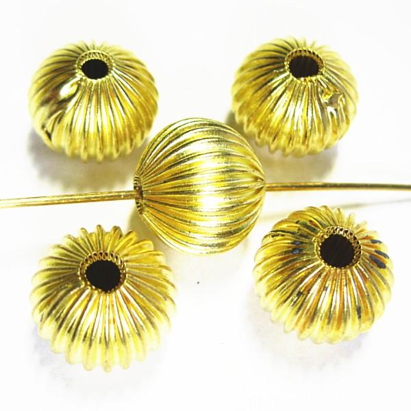 2917-《メタルチャーム・パーツ》　ビーズ（軽いタイプ）金色　１２mm（ホール３mm）１０個/１セ...