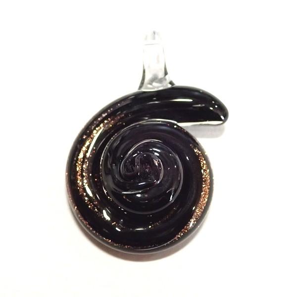 30038-〔ガラス〕　ハンドメイドランプワークペンダント　ブラック　３０mm（平均・カン含まず）　...