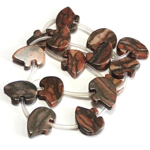 30200-《天然石５００円均一》　ブラウンマーブルジャスパー　熊　１５x２０mm平均　約３８cm/...