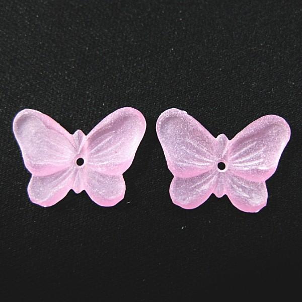 30245-《Vintage・ビーズ》　アクリル蝶ちょ　ピンクマット　１８ｘ１２mm　２個/１セット