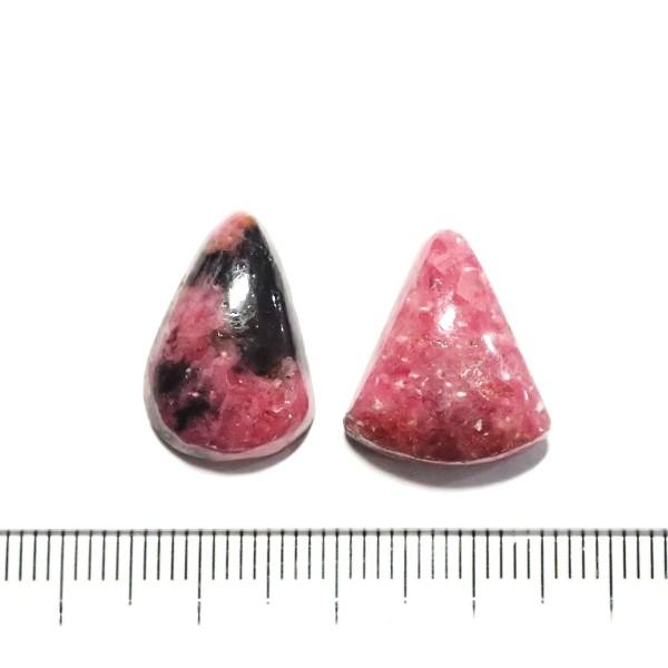 30337-『天然石ルース』　インカローズ（ホール無）　約１７ｘ１５/１８ｘ１２mm（５．７ｇ）２個...
