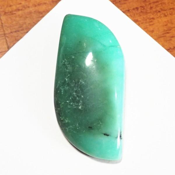 30370-『天然石ルース』　クリソプレーズ（ホール無）　約３７ｘ１８mm（８．８ｇ）　１個