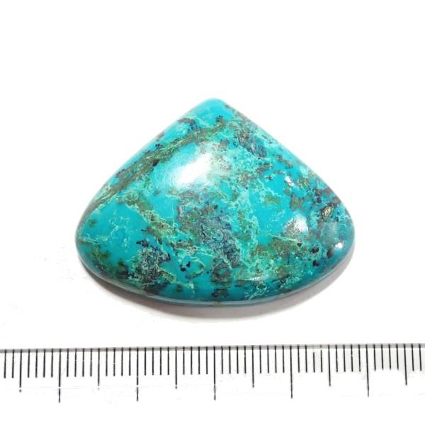 30454-『天然石ルース』　クリソコラ マラカイト（ホール無）　約３７ｘ２８mm（１０．２ｇ）　１...
