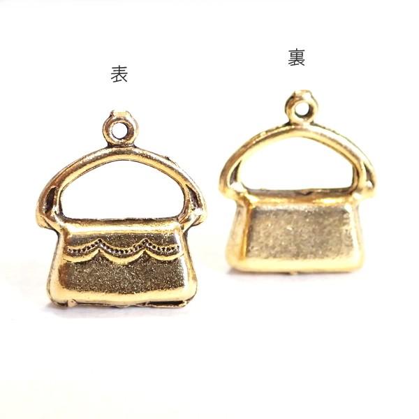 30501-【ＮＹピューター】★１００円均一★バッグチャーム　金色　１７x１４．５mm　２個/１セッ...