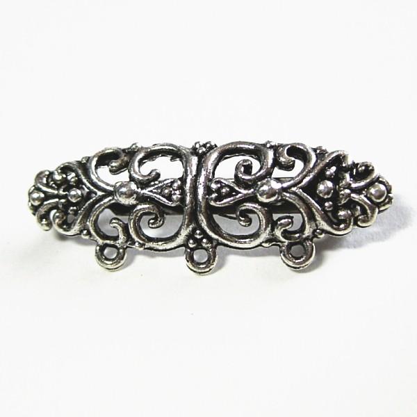 30619-《ブローチ》　ＮＹピューター　３ホール付　銀古美　４６mm　１個