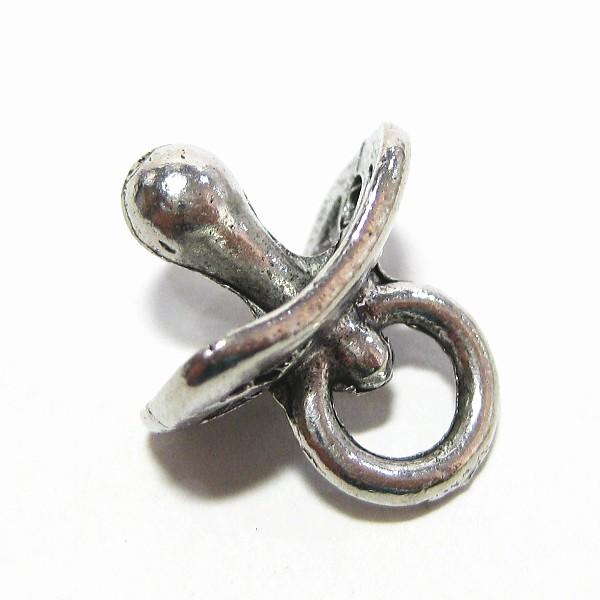 30650-【ＮＹピューター】　おしゃぶり　チャーム　銀古美　１４mm　５個/１セット