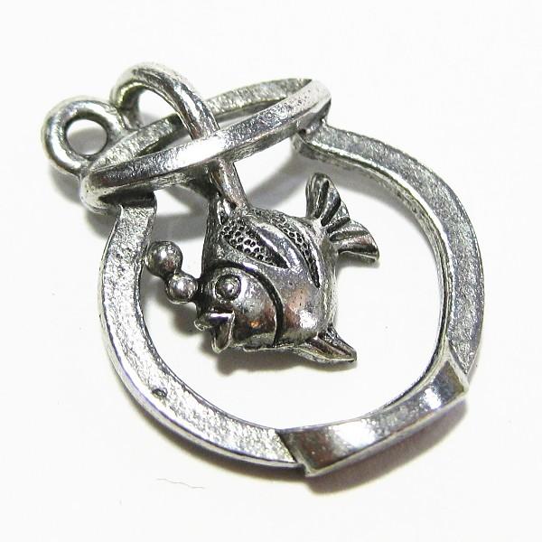 30652-【ＮＹピューター】　金魚鉢　チャーム　銀古美　１８mm　５個/１セット