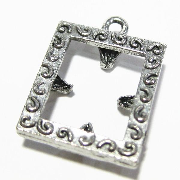 30659-【ＮＹピューター】　フォトフレーム　チャーム　銀古美　１７x１５mm　５個/１セット