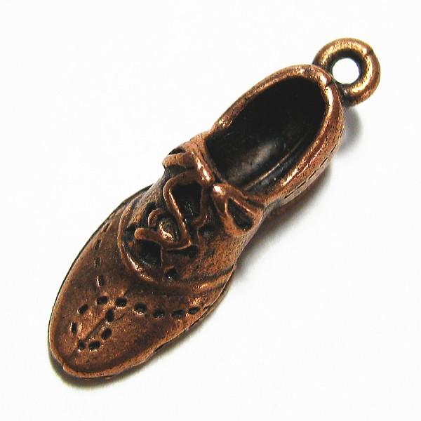 30663-【ＮＹピューター】　靴　チャーム　銅古美　１８mm　５個/１セット