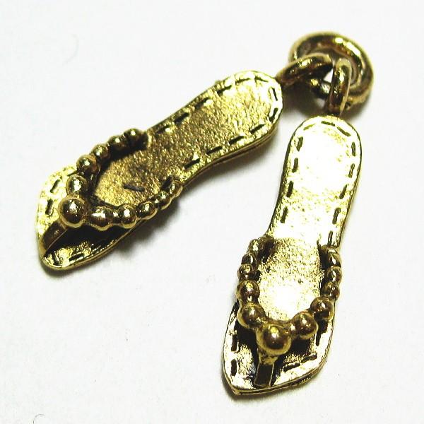 30665-【ＮＹピューター】　サンダルセット　チャーム　金古美　１６mm　５個/１セット