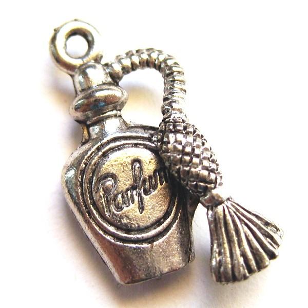 30674-【ＮＹピューター】　香水瓶　チャーム　銀古美　１８mm　５個/１セット