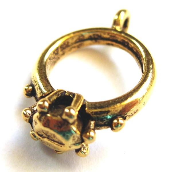 30675-【ＮＹピューター】　リング　チャーム　金古美　１４mm　５個/１セット