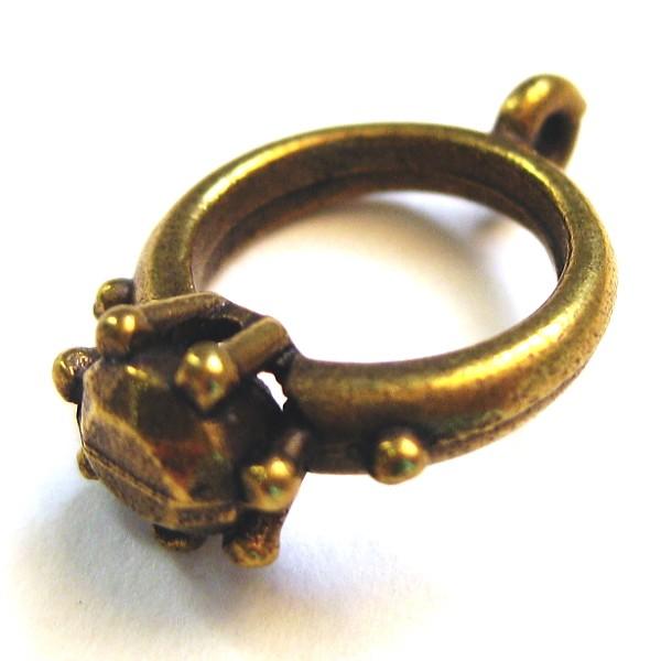 30676-【ＮＹピューター】　リング　チャーム　真鍮古美　１４mm　５個/１セット