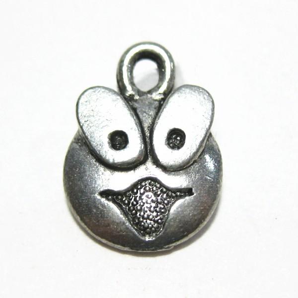 30692-【ＮＹピューター】　Ｗｈａｔ？タグ　チャーム　銀古美　１１mm　５個/１セット