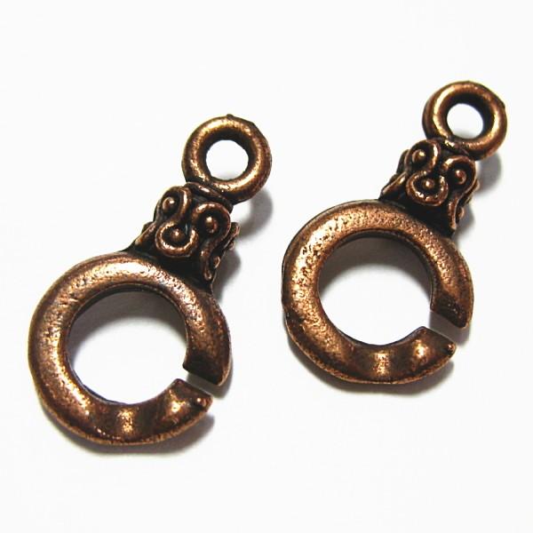 30745-《トグル》　ＮＹピューター　ホック　銅古美　丸部分１２mm　５ペア/１セット