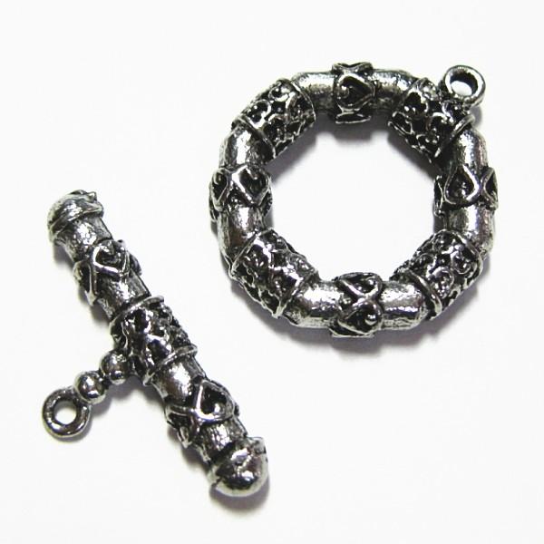 30746-《トグル》　ＮＹピューター　大きめ　シルバー　バーの長さ２５mm　５ペア/１セット