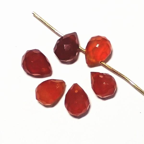 3096-《天然石太っちょドロップ》　レッドアゲート※カット有※　７x９mm　６個/１パック
