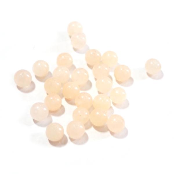 3103-天然石 4mm丸玉 ピーチクオーツ 25粒