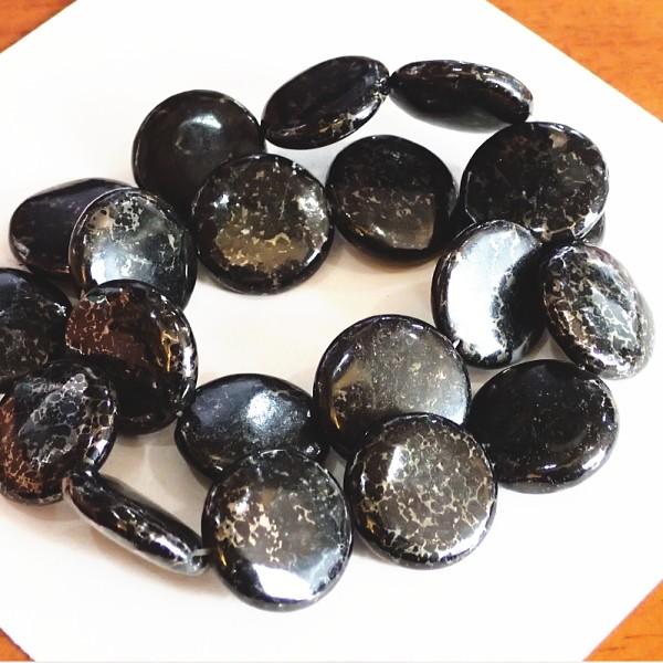 3266-《天然石　1連売り》　ナイトスターライト　２０mm　１本約３８cm