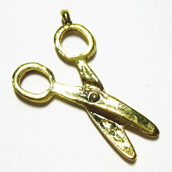 3338-《メタルチャーム・パーツ》　はさみ　金古美　３２ｘ１９mm　１０個/１セット