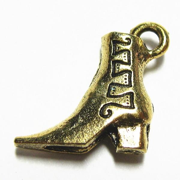 3401-【ＮＹピューター】　ブーツ　チャーム　金古美　１４mm　５個/１セット