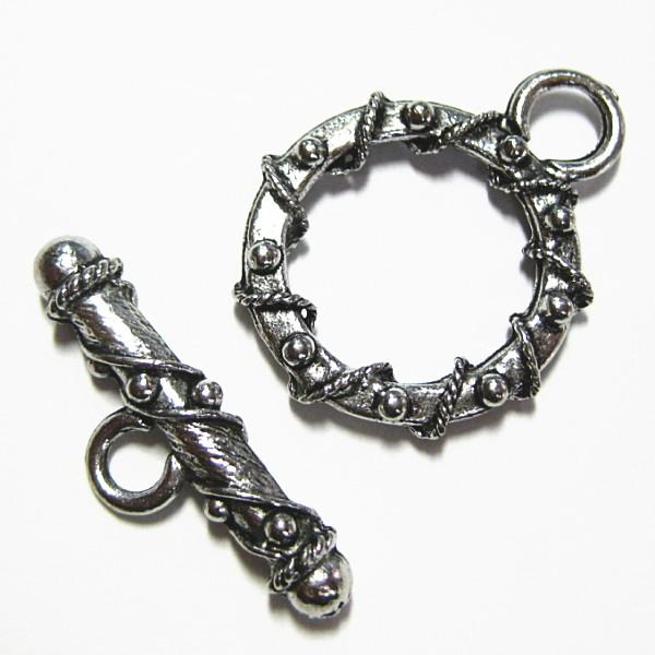 3469-《トグル》　ＮＹピューター　大きめ　シルバー　バーの長さ２７mm　５ペア/１セット