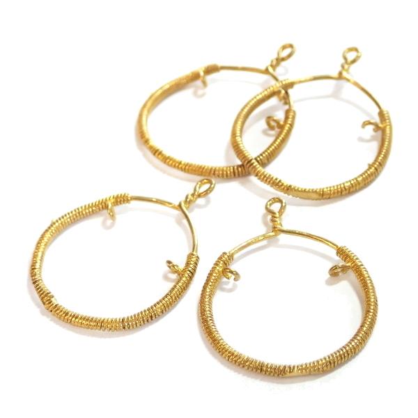 3796-《メタルチャーム・パーツ》　２カン付　金色　３０ｘ２３mm　４個/１セット