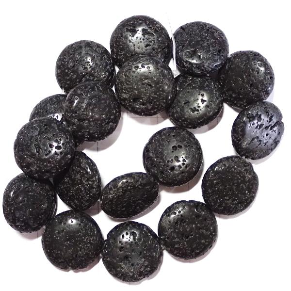 4002-《天然石５００円均一》　ラバストーン　２０mm平均　約３５cm/１本