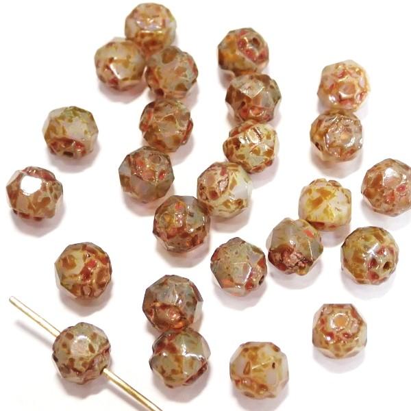 40058-T11000　【チェコ6ルネッサンス】　ミルキートパーズピカソ　６ｍｍ　２５個/１パック