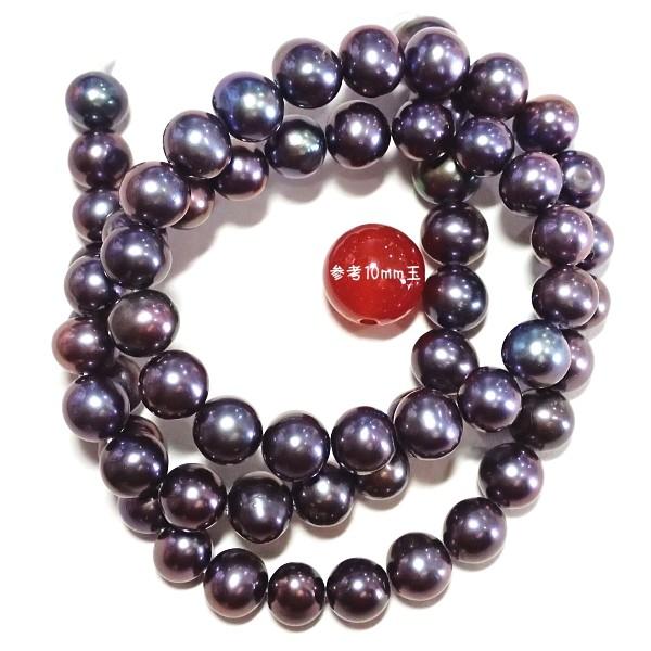 4034-【淡水パール良グレード】　ブラック　平均６mm　約３８cm/１本