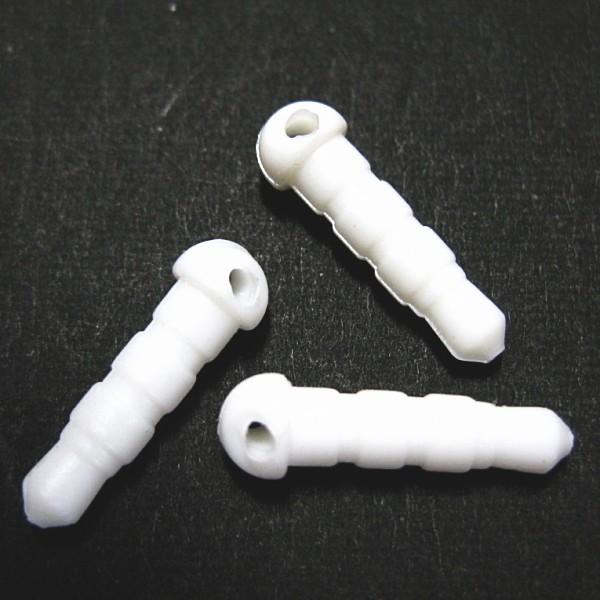 4035-【基本パーツ】　イヤホンジャック　白色　１６x５mm　１５個/１セット