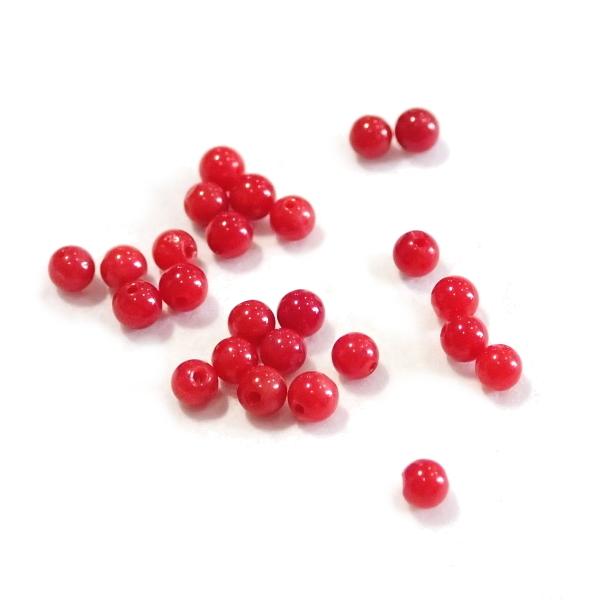 4061-天然石 3mm丸玉 竹珊瑚(赤)